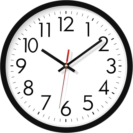 Lumuasky Wall Clock Silent Non-Ticking 12 Inch Quartz Battery Operated Round Analog Wall Clock with Easy to Read Large Numbers for Classroom,School, Office, Living Room, Bedroom,Kitchen