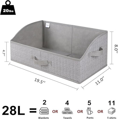 WUIKE 6-Pack Trapezoid Storage Bins, Foldable Storage Baskets for Clothes, Purse, Blanket, Herringbone Gray, Extra Large