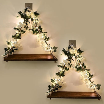 JOPSTDI Floating Shelves for Wall,Plant Wall Decor,Hanging Shelf,Cottage Core Decor,Room Decor Aesthetic,Trinket Shelf,Hanging Shelves,Floating Shelves for No Drilling,Two-Piece Set