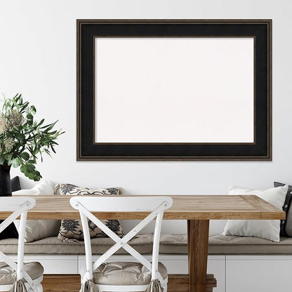 Amanti Art White Cork Board for Wall, 32x44 Vision Board with Brown Wood Frame, Large Corkboard Office Decor for Home Organization, Casual Corkboard Pinboard to display items for home organization