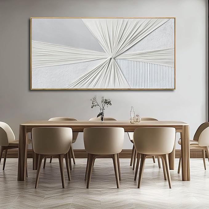 LEVERUP Large Abstract Wall Art White Wall Decorations for Living Room Office Hotel Modern Artwork Home Decor 29x58 Inches Ready to Hang