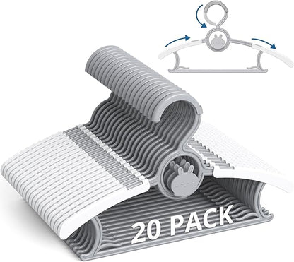 Baby Hangers 20PCS, Adjustable & Stackable Plastic Kids Hangers for Closet, Non-Slip Baby Hangeres, Hanger for Toddler Kid Children Infant Teen, Grey Extendable Toddler Hanger
