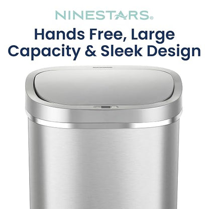 Ninestars 21 Gallons Automatic Touchless Kitchen Trash Can with Lid, Motion Sensor Trash Can for Kitchen, Living Room, Office, 80 Liter Stainless Steel Garbage Bin (21 Gallon Rectangular)