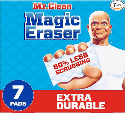 Mr. Clean Magic Eraser, All Purpose Cleaner, Cleaning Scrubber, Wall, Sneaker, Kitchen, Bathroom, Shower, Melamine Sponge, Pads, Extra Durable, 7ct