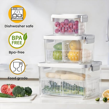vacane Dishwasher Safe Berry Keeper, Produce Saver, Clear Fruit Containers, BPA-Free Lettuce Keeper, Keep Food Fresh, 3.8 Cup