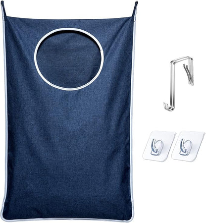 KEEPJOY XL Hanging Laundry Hamper Bag, Large 36"x22" Clothes Hanging Hamper with Strong Hooks for Dirty Clothes Laundry Storage Bag (Blue,1-Pack)