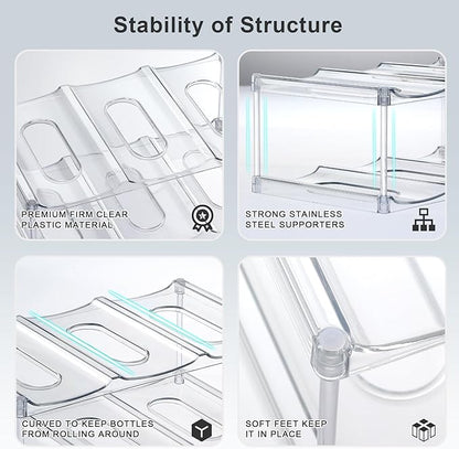 Design for Stanley 40 OZ & Large Bottles & Tumblers with Handle - Acrylic Water Bottle Organizer - Stackable Clear Wine Rack Cup Holder for Home Kitchen Pantry Shelf Countertop Cabinet, 4 Tier Hold 16