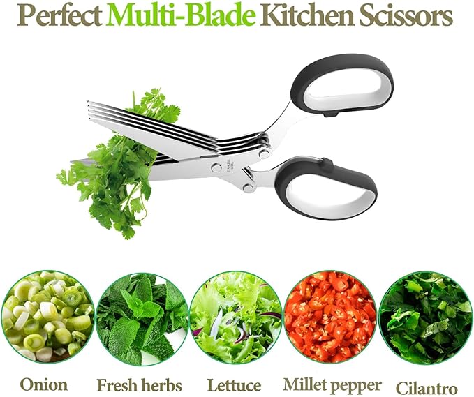 2026 Upgraded Herb Scissors, Effortless Herb Shears Cutter Tool with Sharp Stainless Steel Blades for Fresh Herbs, Must-Have Kitchen & Cooking Gadget, Black