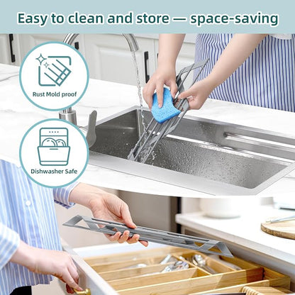 Ohuhu Triangle Roll Up Dish Drying Rack, Silicone Wrapped Steel Anti-Slip Sink Corner Rack Caddy Multipurpose Strainer for Kitchen Sink Trivet Space-Saving