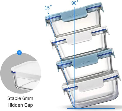 LocknLock LNG455S5M The Clear Heat-Resistant Borosilicate Glass Food Storage Set, 10-Piece (5 Containers + 5 Lids) - Mint