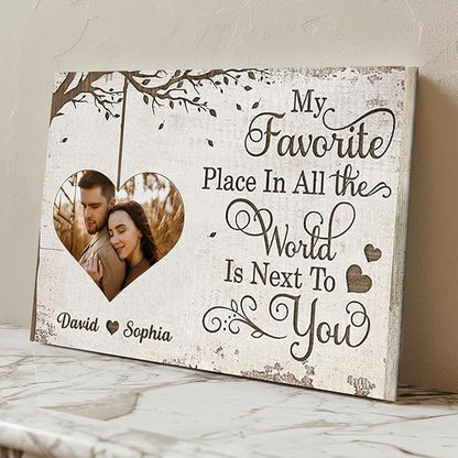 Love Signal Personalized Couple Canvas Wall Art, Custom Photo Print Canvas/Poster/Frame, Anniversary, Wedding, Valentine Gifts for Him Her Boyfriend Girlfriend, Husband Wife Bedroom Decor