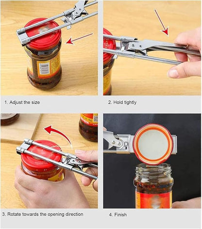3PCS Master Jar & Bottle Opener, Adjustable Multifunctional Stainless Steel Can Opener Jar Lid Gripper, Manual,Kitchen Accessories（Silver）