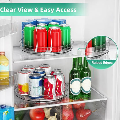 Optish 3 Pack 9.5" Lazy Susan Organizer, Lazy Susan Turntable for Cabinet, Spice Organization for Cabinet, Refrigerator, Pantry, Closet, Countertop, Non-Skid Turntable Organizer, Clear