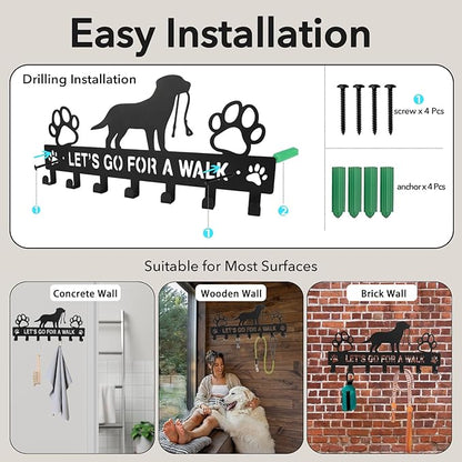 Large Size Keys Holder for Wall Mount,13.5"x6.2" Dog Leash Holder for Wall,Metal Keys Holder on Wall Decorative with 7 Hooks,Key Rack for Entryway,Front Door,Hallway,Home,Office