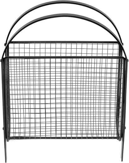 MyGift Mid-Century Design Magazine Rack, Matte Black Tone Metal Mesh Freestanding Magazine Organizer Holder Sling