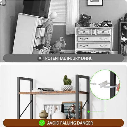 Shintenchi 5 Tiers Bookshelf, Classically Tall Bookcase Shelf, Industrial Book Rack, Modern Book Holder in Bedroom/Living Room/Home/Office, Storage Rack Shelves for Books/Movies-Rustic Brown