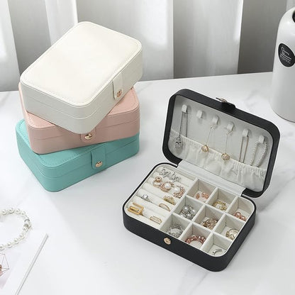 CASEGRACE Travel Jewelry Box Small Jewelry Organizer Case Display Storage for Earrings Necklace Rings Bracelets Portable Jewelry Organizer for Women Girls, Black