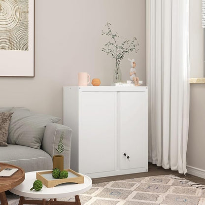 Garage Wall Cabinets,Metal Wall Cabinet for Garage with 2 Doors,Locking Wall Mount Storage Cabinet with Adjustable Shelf for Laundry,Kitchen,Basement