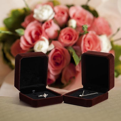 Sureio 24 Pcs Velvet Jewelry Gift Boxes Bulk for Necklace Pendant Ring Earring Display Case for Christmas Wedding(Coffee)
