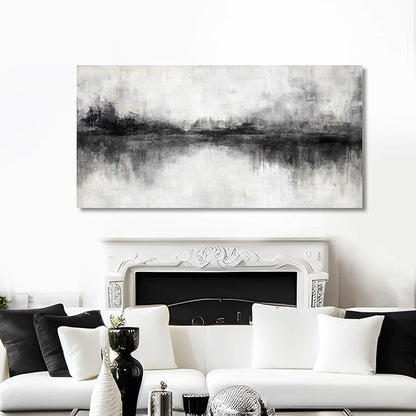 Artexist Canvas Prints Wall Art for Living Room Black Abstract Art Wall Decor Grey Pictures Wall Painting for Bedroom Office Artwork 29"x 58" Home Decor