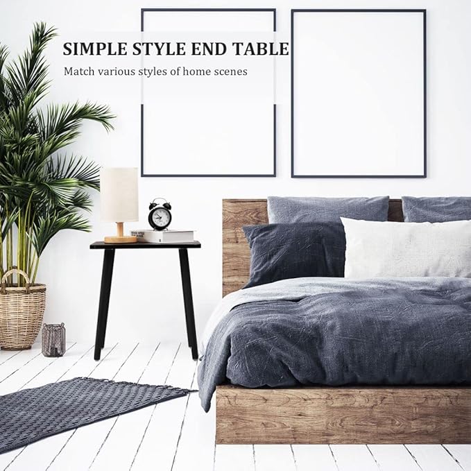 FORAOFUR Side Table, Modern Accent End Table with Wooden Legs, Easy to Assemble Mini Living Room Table for Sofa Bedroom, Minimalist Black Furniture for Small Apartments and Limited Spaces