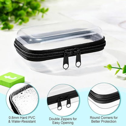 Sanwuta 6 Pcs Clear Hard Zipper Case Plastic Zipper Pouches Transparent Makeup Bag Pencil Case Pouches Toiletry Diaper Bag for Travel Toy Storage Organizer Bins(Black,5 x 3 x 2 Inch)