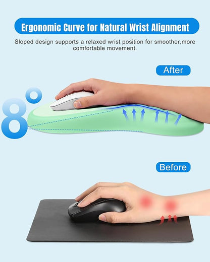 Ergonomic Mouse Pad with Wrist Rest, Slope Design Memory Foam Support, Smooth Lycra Surface, Non-Slip PU Base, Comfortable Mouse Mat for Office, Home, Computer Desk