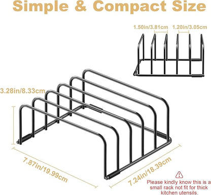 Cutting Board Organizer and Baking Sheet Rack, [1-Pack] Black Heavy Duty Metal Cookie Sheet Organizer for Cutting Board Storage & Plate Holder for Cabinet, Tray Dividers for Cabinets