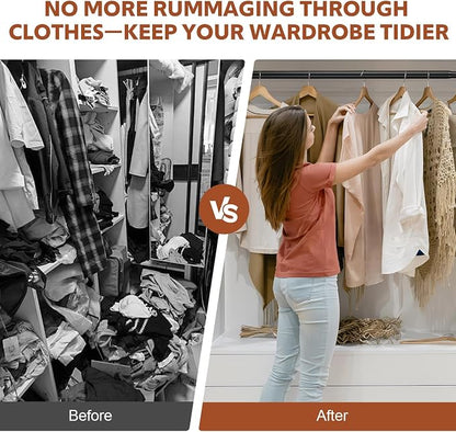 Closet Rods for Hanging Clothes, 17-42 Inch Stepless Adjustable Closet Rod, 1.3 Inch Heavy Duty Metal Clothes Hanging Rod, Expandable Closet Bar Hanger Rod Black for Closet Wardrobes Laundry RV