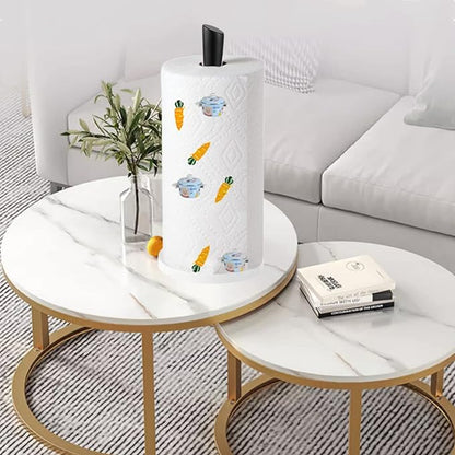 Black Paper Towel Holder Countertop, Marble Paper Towel Holder Used for Kitchen&Bathroom, Paper Towel Holder Made of Stainless Steel for Easy One-Handed Operation|Black