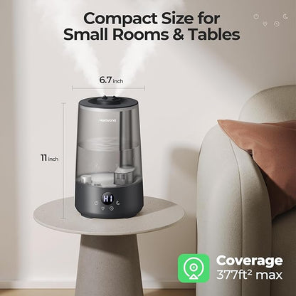 Homvana Humidifiers for Bedroom Home, 3.6L Cool Mist Top-Fill 34H Super Long Time, Quiet 23dB, Baby Humidifier, Oil Diffuser for Large Room, House, Plant, Nursery, Office, BPA FREE, Ultrasonic (Black)