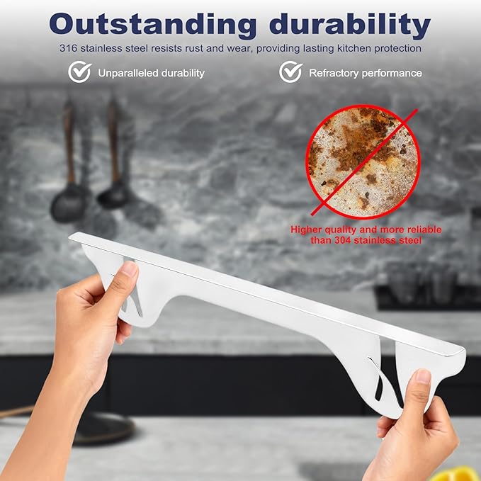 Upgrade 316 Stainless Steel Stove Gap Covers (2 Pack, 23.4”, White), Heat-Resistant Stove Gap Filler for Kitchen Counter and Stovetop, Range Trim Kit Oven Gap Guard Between Stove and Counter
