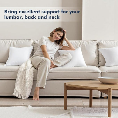MIULEE Throw Pillows Inserts, Pack of 2 14x20 Inch 100% Virgin Fiber Filling Bed Couch Pillows