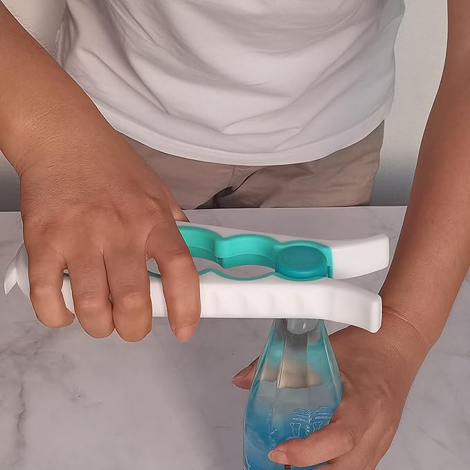 Otstar Jar Opener Bottle Opener and Can Opener for Weak hands, Seniors with Arthritis and Anyone with Low Strength, Mutil Jar Opener Get Lids Off Easily (White and Cyan)