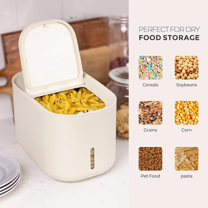 Zuutii Rice Storage Container, Dry Food Storage Bin, Pet Dog Cat Food Dispenser, 6.9Qt Large Storage Bin with Lid & Measuring Cup, Airtight Silicone Sealed & Moisture Proof, for Grain Cereal Soybean
