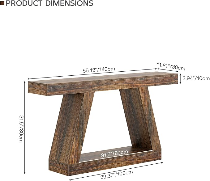 Spaco 55'' Long Console Table,2 Tier Farmhouse Narrow Entryway Table Sofa Table with Storage,Wood Behind Couch Table for Living Room, Hallway,Foyer