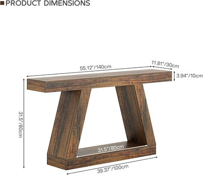 Spaco 55'' Long Console Table,2 Tier Farmhouse Narrow Entryway Table Sofa Table with Storage,Wood Behind Couch Table for Living Room, Hallway,Foyer