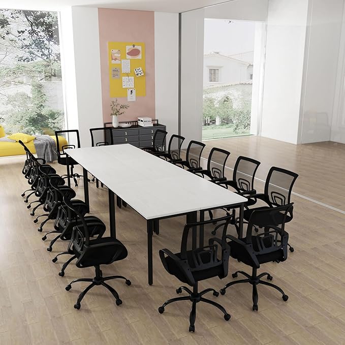 Bonzy Home Ergonomic Office Chairs Set of 6, Rolling Conference Chair with Wheels, Mesh Computer Desk Chair with 360°Swivel, Height Adjustable, 6 Pack
