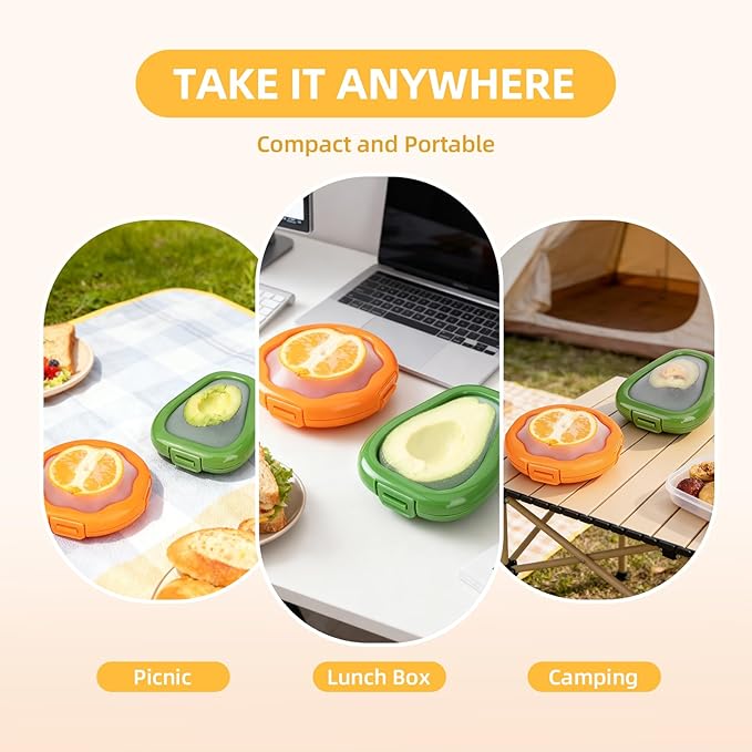2pc Fruit Storage Containers for Fridge, Avocado Saver and Onion Storage Set, Reusable Silicone Food Storage Containers for Tomatoes, Lemons, and Potatoes (2)
