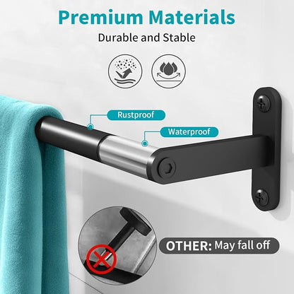 2-Pack Matte Black Bathroom Towel Bar, 24-Inch Towel Racks for Bathroom Wall Mounted, Heavy Duty Towel Rod Holder Mordern Home Decor