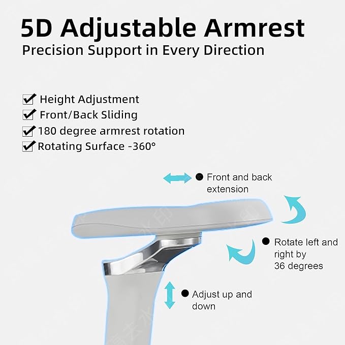 Ergonomic Home Office Desk Chair with Massage Lumbar Support，4D Headrest & 5D Armrests, Reclining Big and Tall 400LBS Mesh Chair with Footrest，Adjustable Back High and Seat Depth(Gray Rainbow)