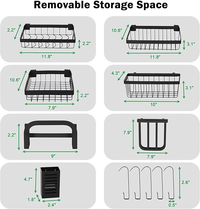 LUCKYERMORE Over The Sink Dish Drying Rack, 2 Tier Dish Drying Rack,Dish Drainer Rack for Kitchen Counter Organization and Storage,Space-Saving Dish Rack,33.4" x 12.5" x 20.4", Black