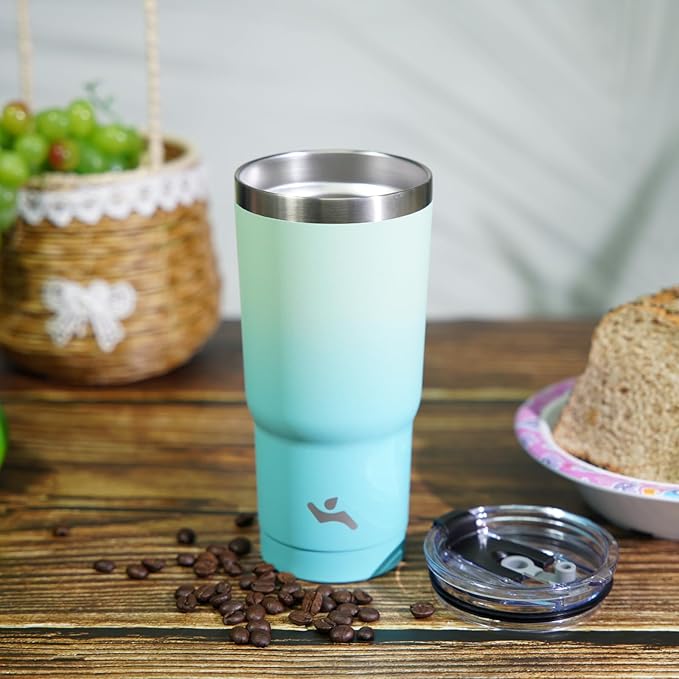 20 oz Tumbler with Handle and 2 Straw 2 Lid, Insulated Water Bottle Stainless Steel Vacuum Cup Reusable Travel Mug,Coral