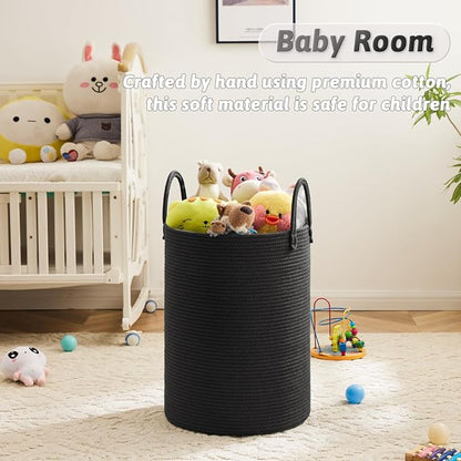 Artfeel Laundry Basket,Woven Cotton Rope Laundry Hamper,100L for Decorative Storage of Dirty Clothes,Toys and Blankets in Bathroom,Baby Room and Living Room