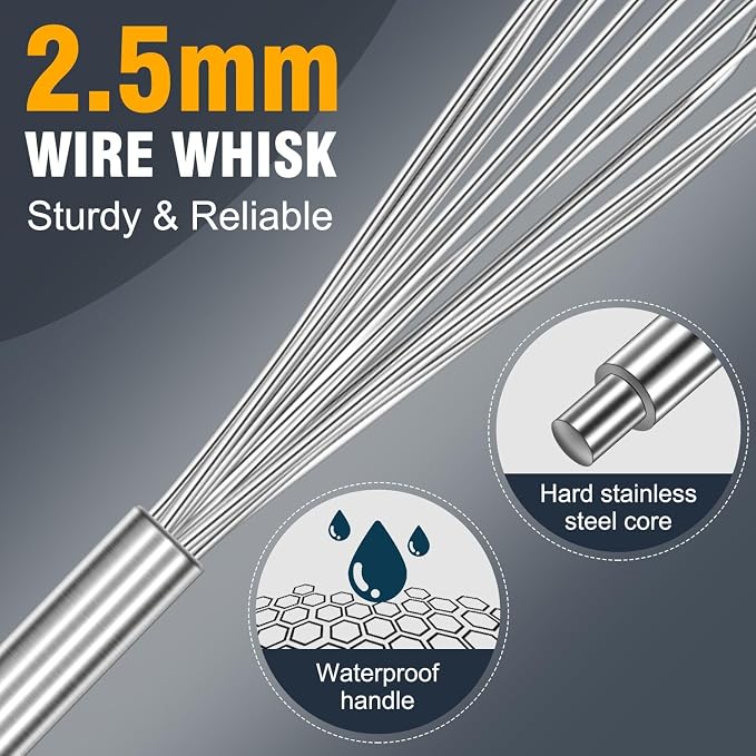 Eddeas 17in/43cm Extra Large Whisk,5Ib Heavy Duty Whisk, 2.4mm Wire Whisk Suitable for Mixing Thick batter and Large batch soup.Not suitable for individual small batch production(Silver)