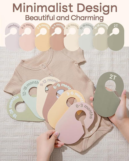 Baby Size Clothes Dividers for Closet: Nursery Age Hanger Organizer by Months for Boho Room Decor - Set of 8 Toddler Clothing Separators from Newborn to 2T Infant