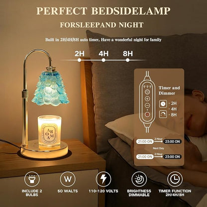 GEEZO Fragrance Candle Warmer Lamp，Electric Candle Warmer with Timer & Dimmer，Mom Christmas Birthday Gifts for Women, House Warming Gifts New Home Bedroom Decor
