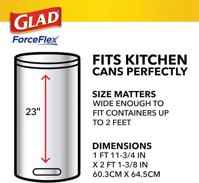 Glad ForceFlex Tall Kitchen Drawstring Trash Bags,13 Gal,Fragrance Free,110 Ct (Package May Vary),(Pack of 3)
