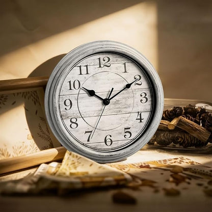 Wall Clock, 9 Inch Silent Wall Clocks Battery Operated, Decorative Clocks for Kitchen Living Room, Bedroom (Gray)