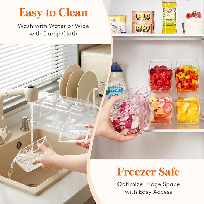Lifewit 2 Pcs Ice Chilled Condiment Caddy with 5x 20 oz Containers, Condiment Server with Lid & Metal Accessories, Serving Tray Platter with Removable Dishes for Bar, Fruit, Salad, Taco, Party Garnish